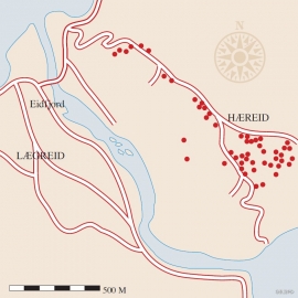 Kart over gravfeltet på Hæreid