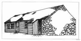 Drawing: longhouse, Sætre