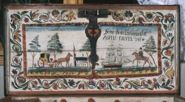 The chest from Sekse, painted by Gunnar Årekol in 1813.