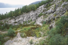 The quartz quarry in the mountainside above Kvalvikane